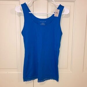 NWT Ann Taylor Blue Tank Top w/ Lace Detail, size S